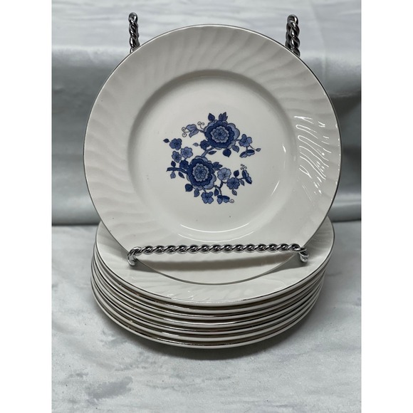Royal Heritage Other - Royal Heritage Blue Floral Bread and Butter Plates Set of 8 Fine China 6.25"